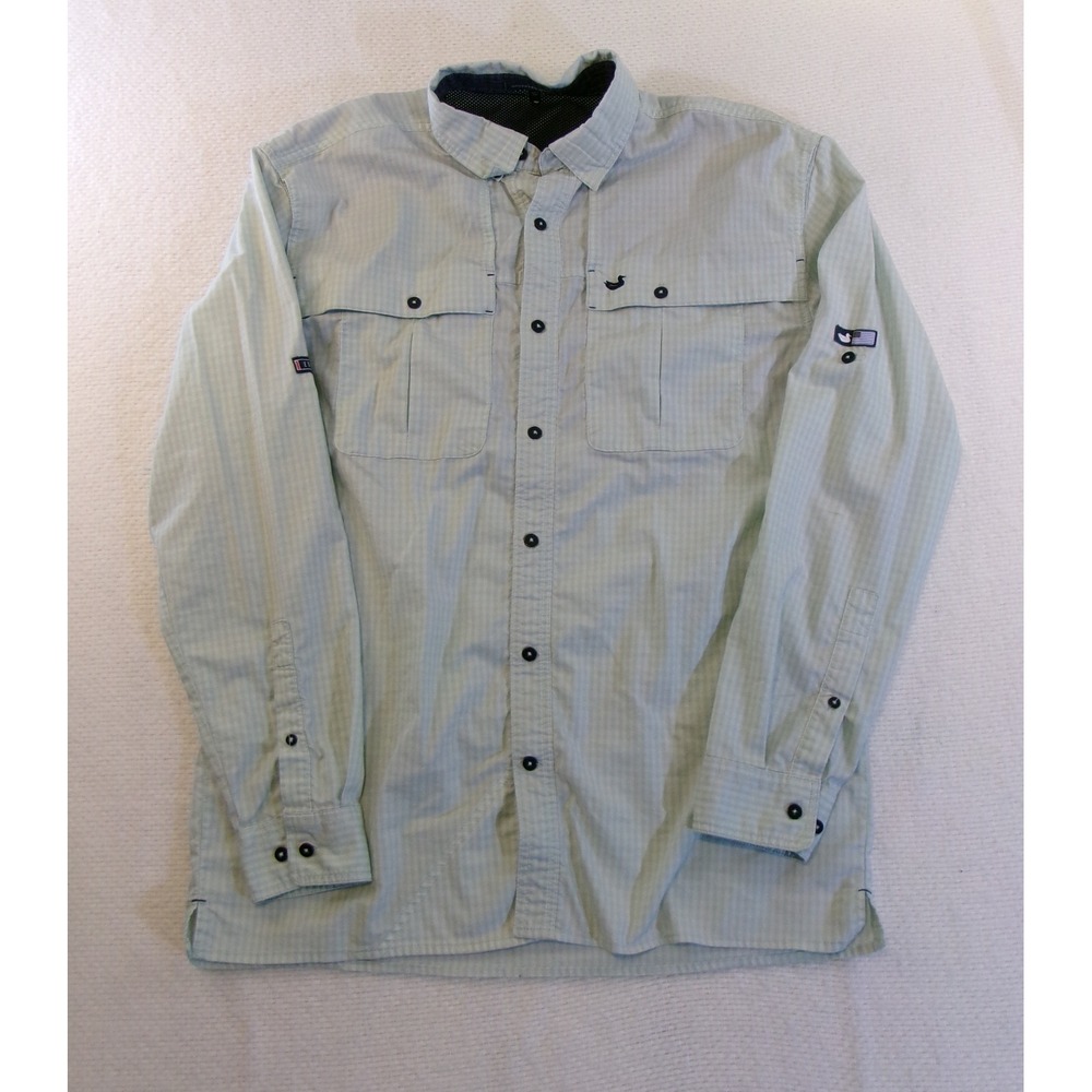 Southern Marsh Mens Medium Mint Green Gingham Vented Fishing Shirt